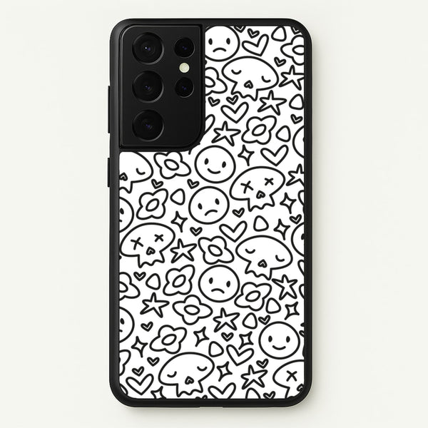 White Skulls - Skate Aesthetic   - Skate Aesthetic Phone Case for Galaxy S21 Ultra