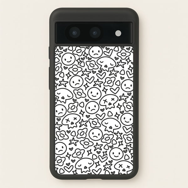 White Skulls - Skate Aesthetic   - Skate Aesthetic Phone Case for Google Pixel 8a