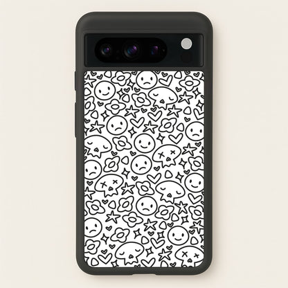 White Skulls - Skate Aesthetic   - Skate Aesthetic Phone Case for Google Pixel 8 Pro