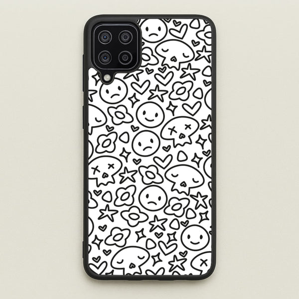 White Skulls - Skate Aesthetic   - Skate Aesthetic Phone Case for Galaxy A12