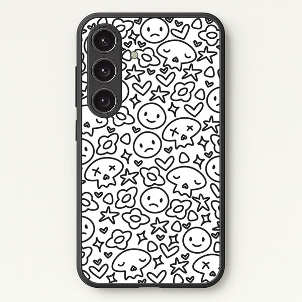 White Skulls - Skate Aesthetic   - Skate Aesthetic Phone Case for Galaxy S24