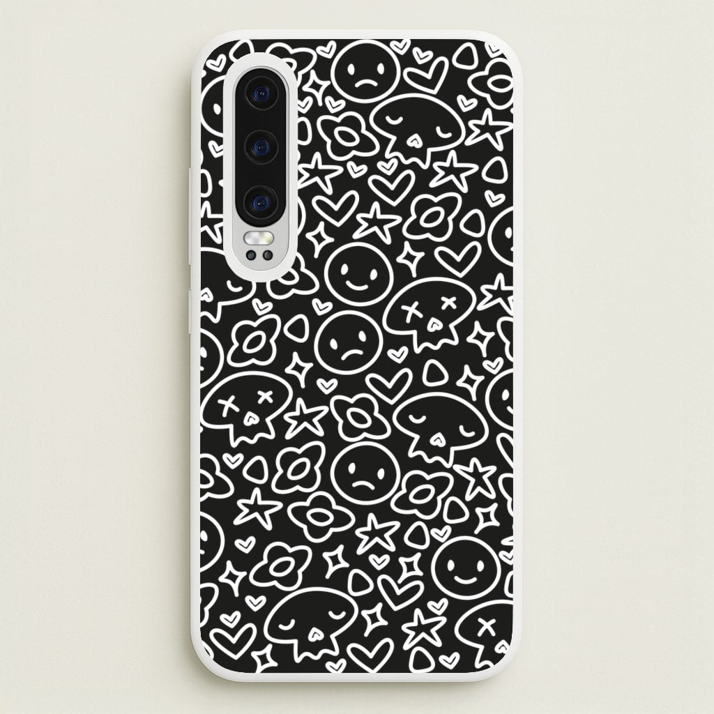 Black Skulls - Skate Aesthetic   - Skate Aesthetic Phone Case for Huawei P30