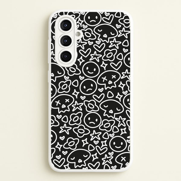Black Skulls - Skate Aesthetic   - Skate Aesthetic Phone Case for Galaxy A16
