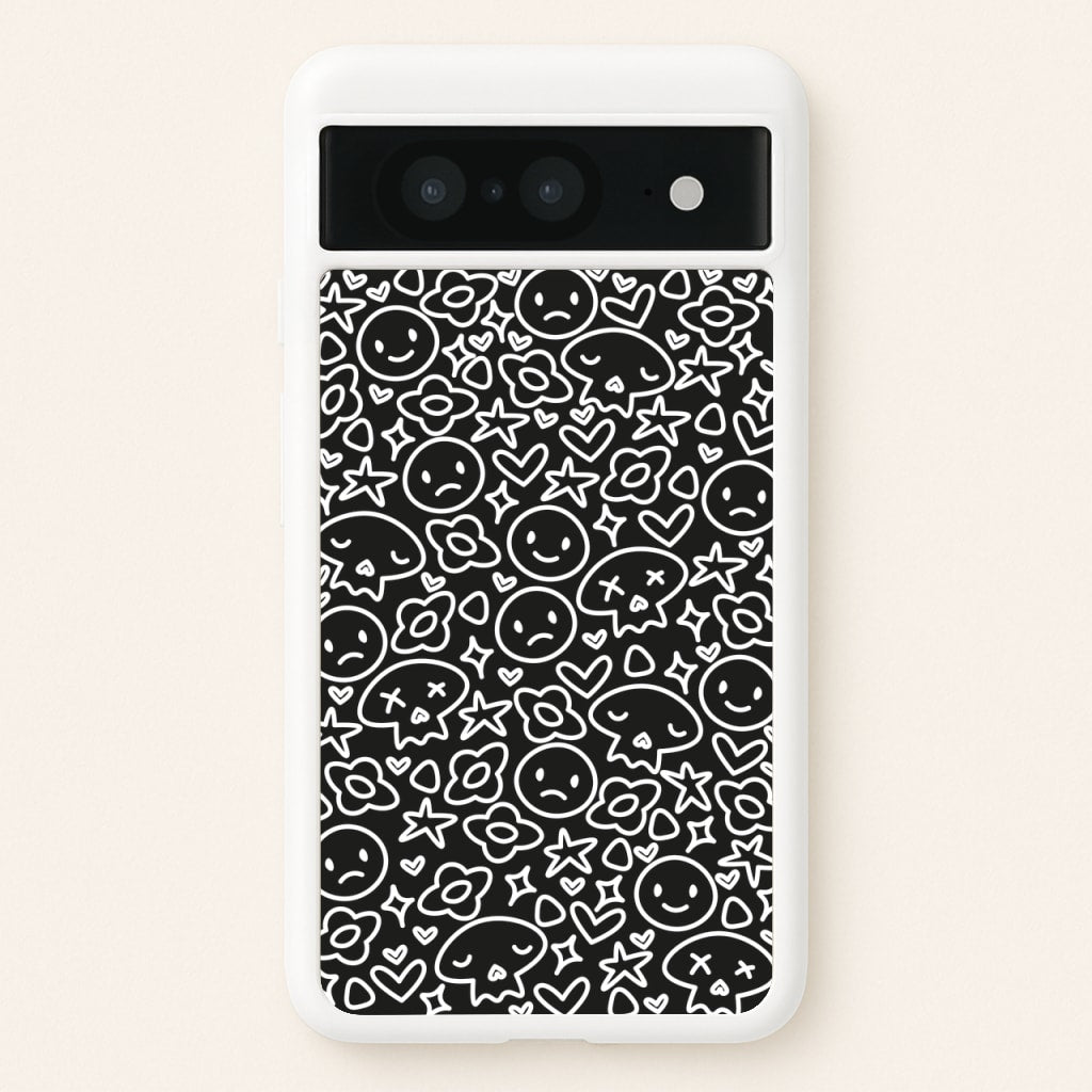 Black Skulls - Skate Aesthetic   - Skate Aesthetic Phone Case for Google Pixel 8