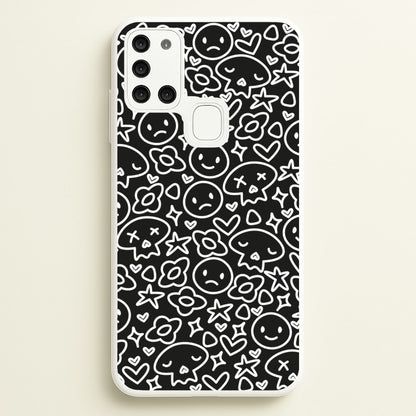 Black Skulls - Skate Aesthetic   - Skate Aesthetic Phone Case for Galaxy A21s