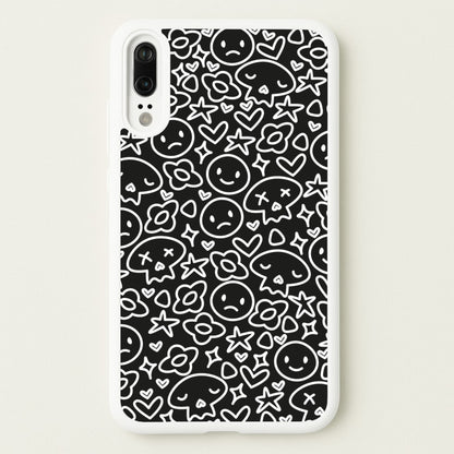 Black Skulls - Skate Aesthetic   - Skate Aesthetic Phone Case for Huawei P20
