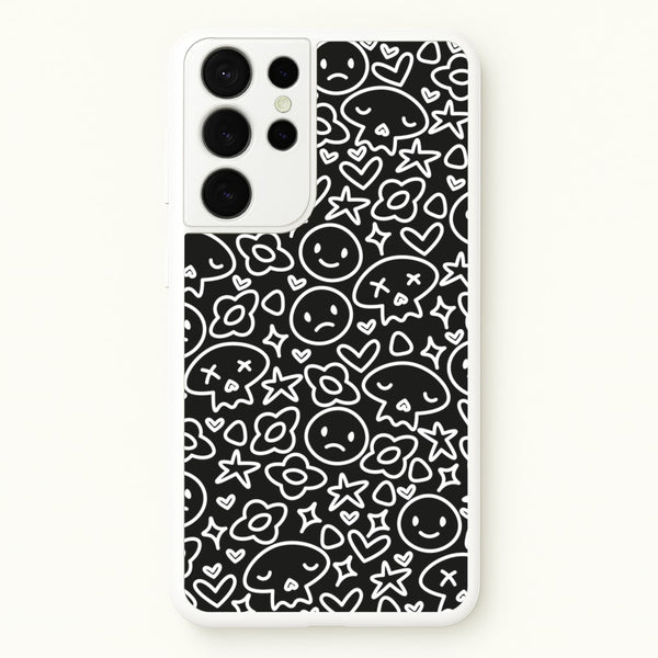 Black Skulls - Skate Aesthetic   - Skate Aesthetic Phone Case for Galaxy S21 Ultra