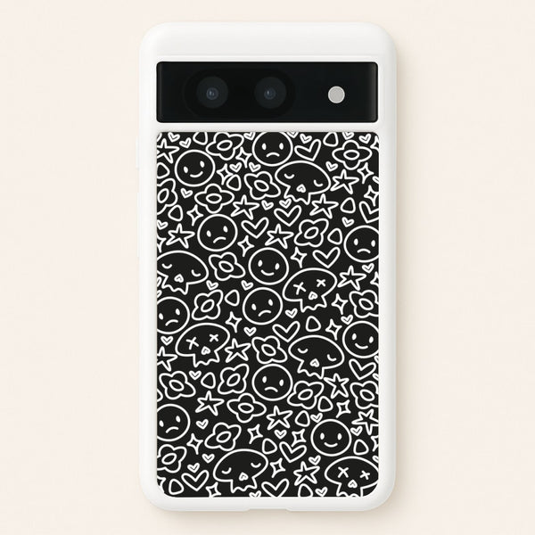 Black Skulls - Skate Aesthetic   - Skate Aesthetic Phone Case for Google Pixel 8a