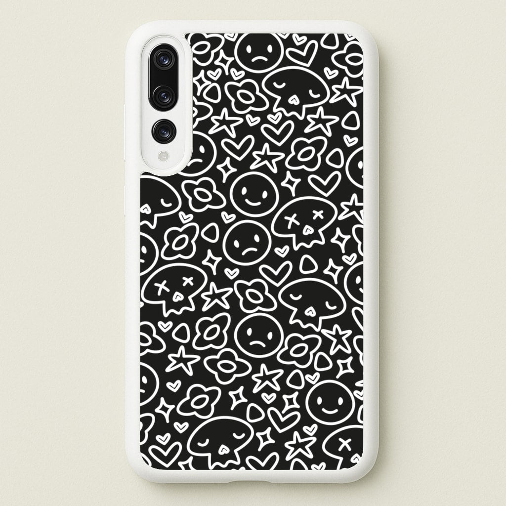 Black Skulls - Skate Aesthetic   - Skate Aesthetic Phone Case for Huawei P20 Pro