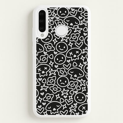 Black Skulls - Skate Aesthetic   - Skate Aesthetic Phone Case for Huawei P30 Lite