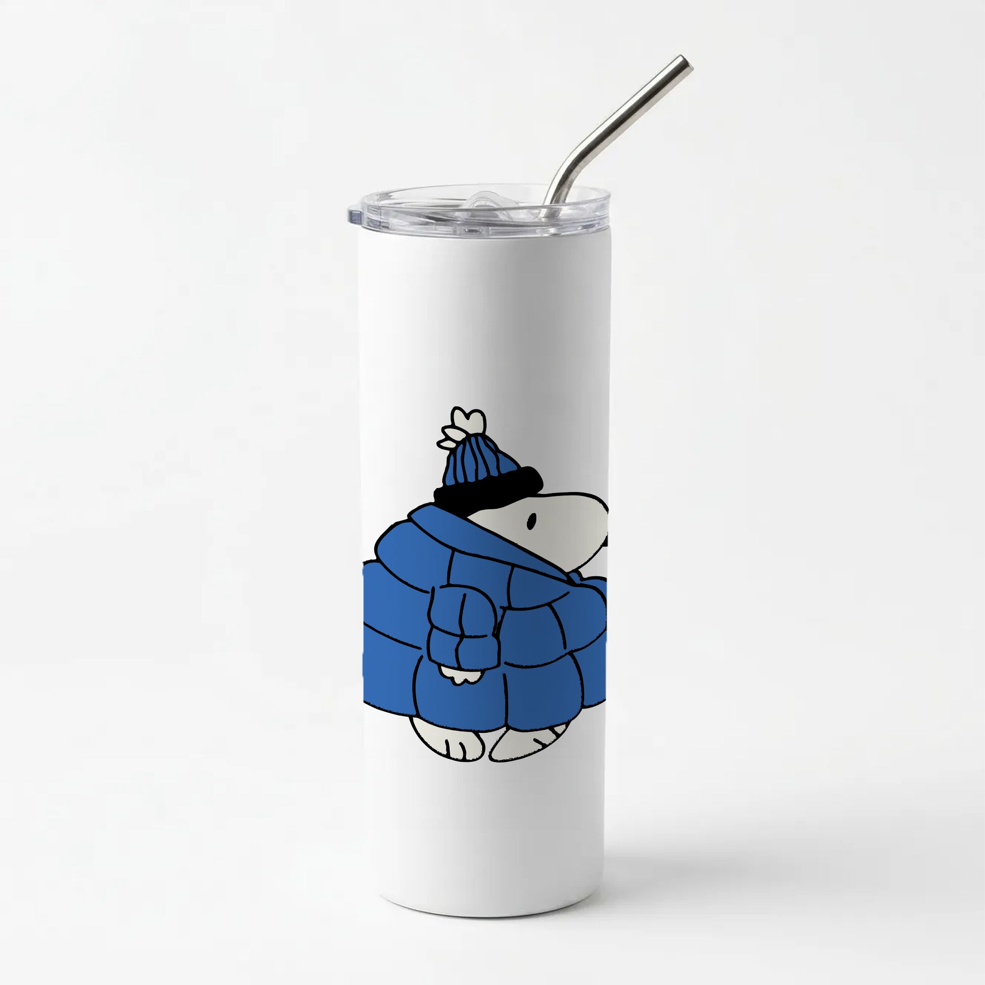 Cartoon Beagle Puffer Jacket Blue Skinny Tumbler