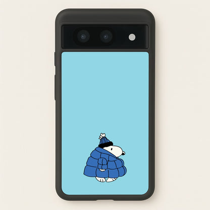Cartoon Beagle Puffer Jacket Blue  - Snoopy Phone Case for Google Pixel 8a
