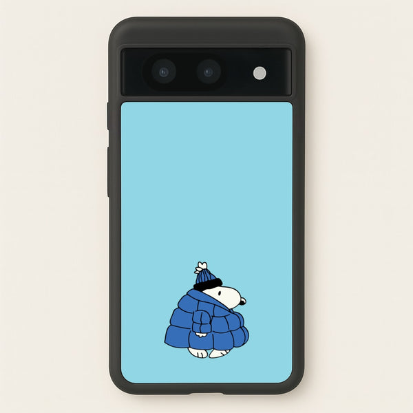 Cartoon Beagle Puffer Jacket Blue  - Snoopy Phone Case for Google Pixel 8a