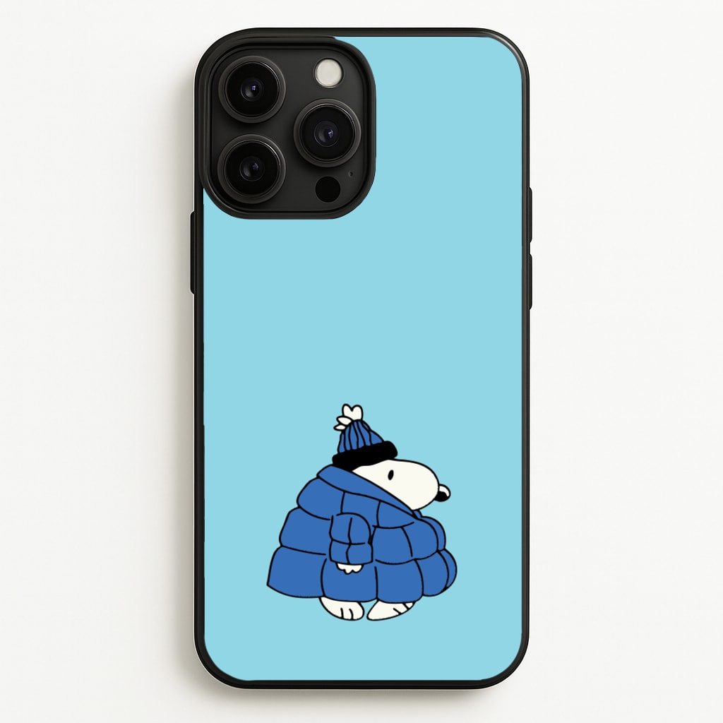 Cartoon Beagle Puffer Jacket Blue  - Snoopy Phone Case for iPhone 13 Pro Max