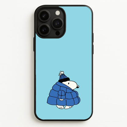 Cartoon Beagle Puffer Jacket Blue  - Snoopy Phone Case for iPhone 13 Pro Max