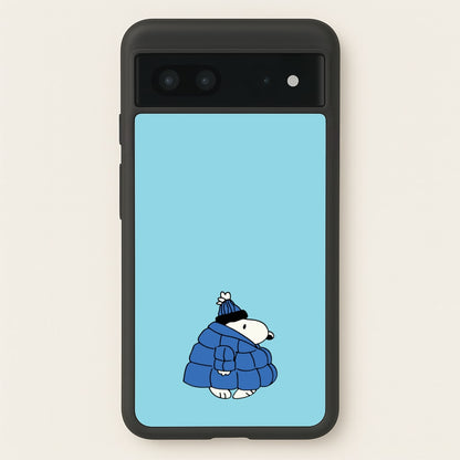 Cartoon Beagle Puffer Jacket Blue  - Snoopy Phone Case for Google Pixel 7