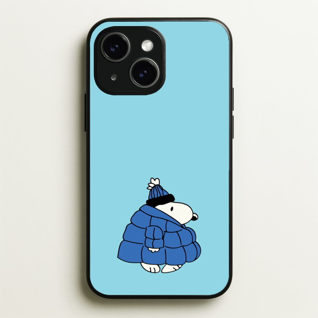 Cartoon Beagle Puffer Jacket Blue  - Snoopy Phone Case for iPhone 15 Plus
