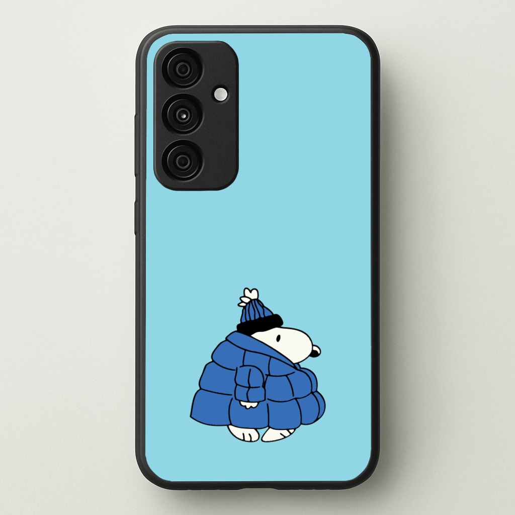 Cartoon Beagle Puffer Jacket Blue  - Snoopy Phone Case for Galaxy A55