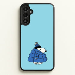 Cartoon Beagle Puffer Jacket Blue  - Snoopy Phone Case for Galaxy A34