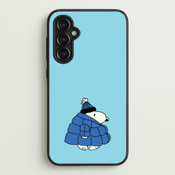 Cartoon Beagle Puffer Jacket Blue  - Snoopy Phone Case for Galaxy A14