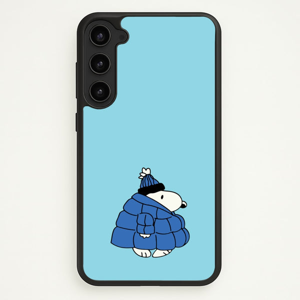 Cartoon Beagle Puffer Jacket Blue  - Snoopy Phone Case for Galaxy S23