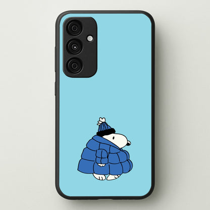 Cartoon Beagle Puffer Jacket Blue  - Snoopy Phone Case for Galaxy A35