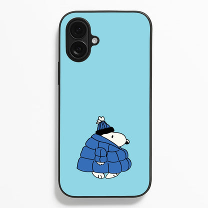 Cartoon Beagle Puffer Jacket Blue  - Snoopy Phone Case for iPhone 16 Plus
