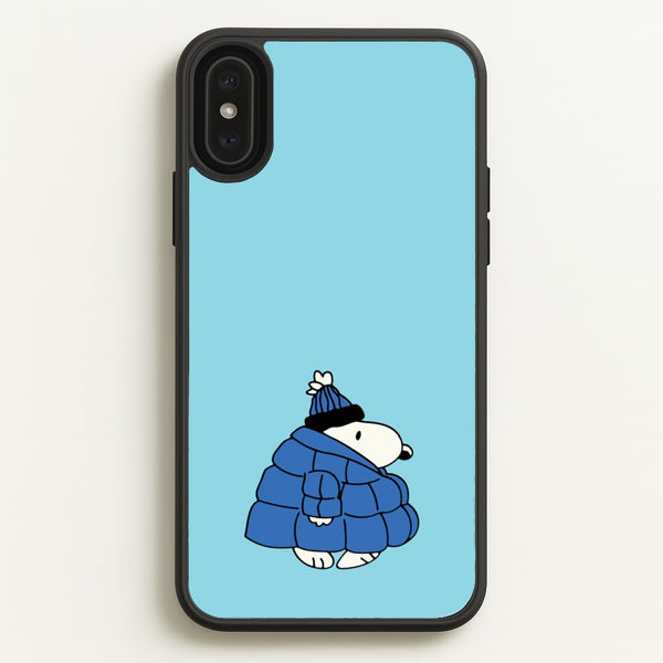 Cartoon Beagle Puffer Jacket Blue  - Snoopy Phone Case for iPhone XS Max