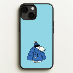 Cartoon Beagle Puffer Jacket Blue  - Snoopy Phone Case for iPhone 13