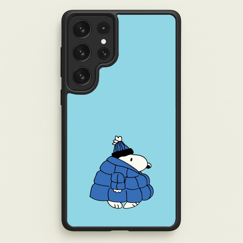 Cartoon Beagle Puffer Jacket Blue  - Snoopy Phone Case for Galaxy S22 Ultra