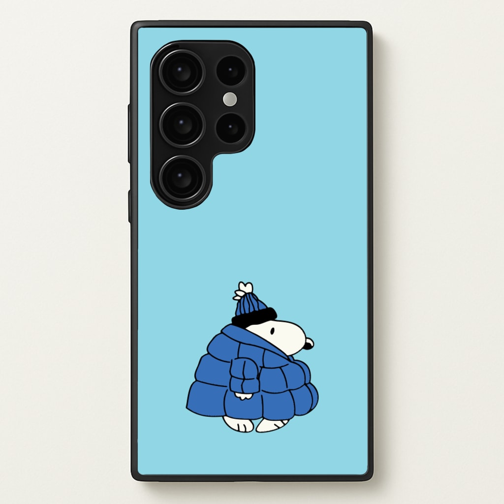 Cartoon Beagle Puffer Jacket Blue  - Snoopy Phone Case for Galaxy S24 Ultra