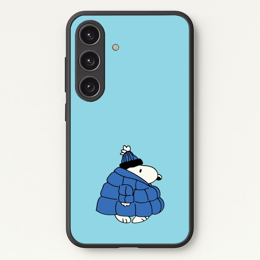 Cartoon Beagle Puffer Jacket Blue  - Snoopy Phone Case for Galaxy S24