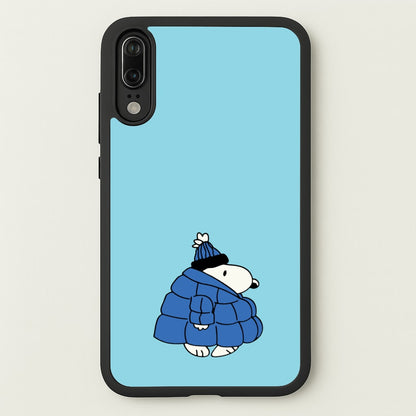 Cartoon Beagle Puffer Jacket Blue  - Snoopy Phone Case for Huawei P20