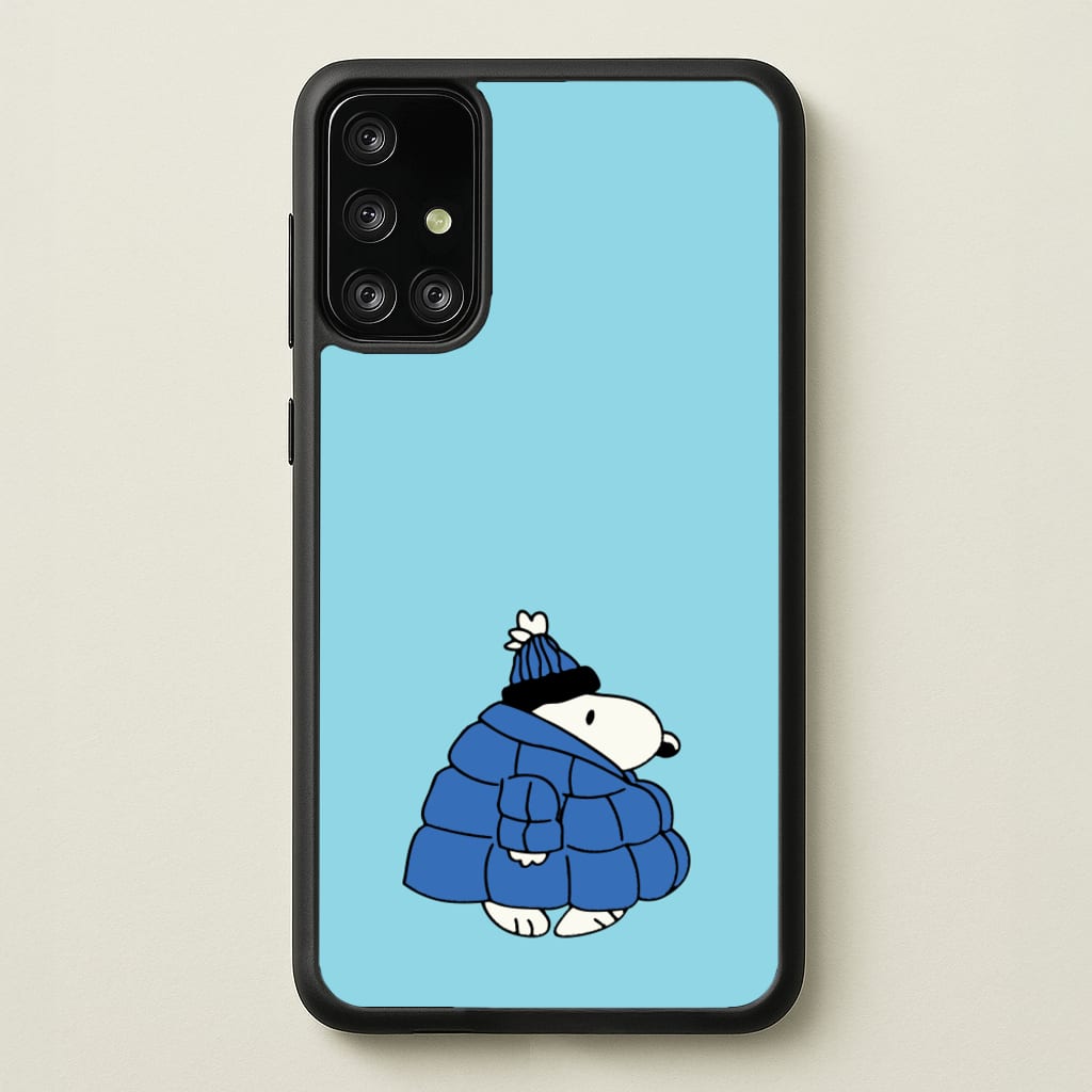 Cartoon Beagle Puffer Jacket Blue  - Snoopy Phone Case for Galaxy A71