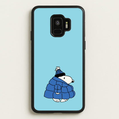 Cartoon Beagle Puffer Jacket Blue  - Snoopy Phone Case for Galaxy S9