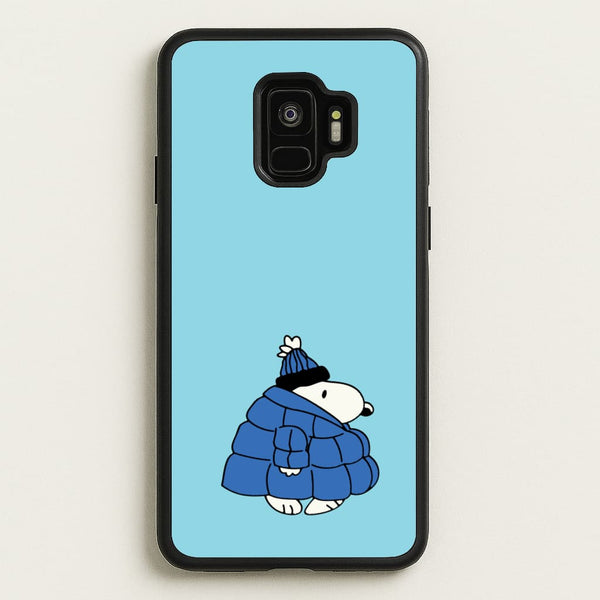 Cartoon Beagle Puffer Jacket Blue  - Snoopy Phone Case for Galaxy S9