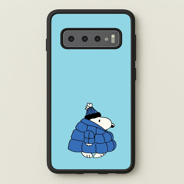 Cartoon Beagle Puffer Jacket Blue  - Snoopy Phone Case for Galaxy S10