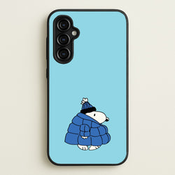 Cartoon Beagle Puffer Jacket Blue  - Snoopy Phone Case for Galaxy A54