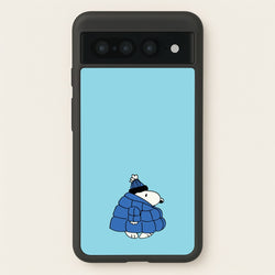 Cartoon Beagle Puffer Jacket Blue  - Snoopy Phone Case for Google Pixel 7 Pro