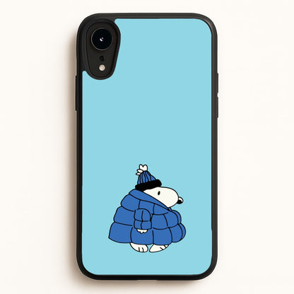 Cartoon Beagle Puffer Jacket Blue  - Snoopy Phone Case for iPhone XR