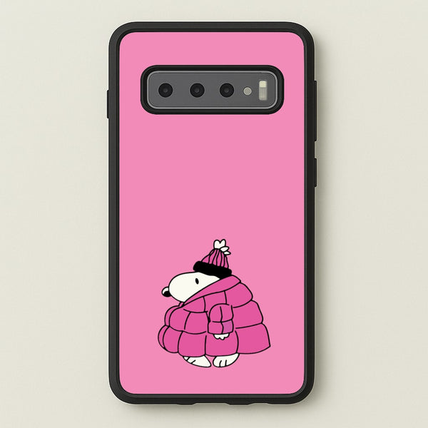 Cartoon Beagle Puffer Jacket Pink  - Snoopy Phone Case for Galaxy S10