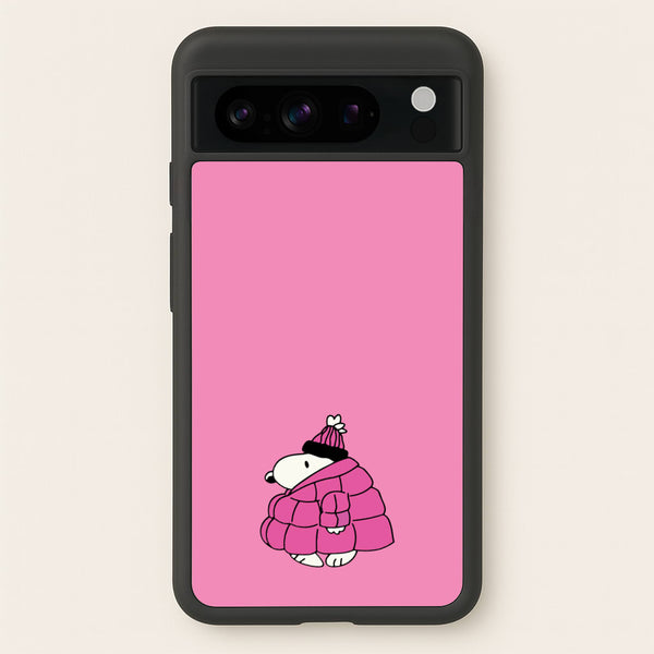 Cartoon Beagle Puffer Jacket Pink  - Snoopy Phone Case for Google Pixel 8 Pro