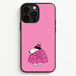 Cartoon Beagle Puffer Jacket Pink  - Snoopy Phone Case for iPhone 13 Pro Max