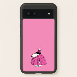 Cartoon Beagle Puffer Jacket Pink  - Snoopy Phone Case for Google Pixel 7a