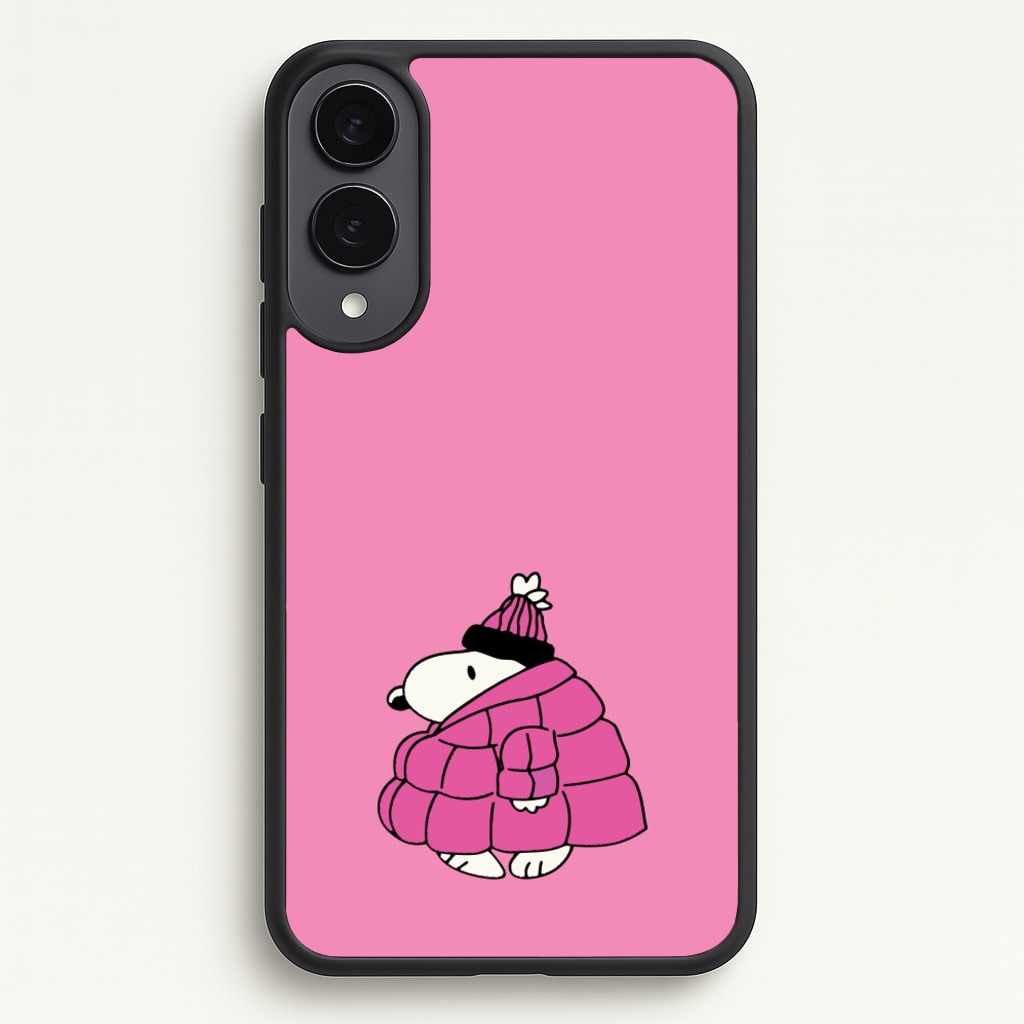 Cartoon Beagle Puffer Jacket Pink  - Snoopy Phone Case for Galaxy S25 Edge