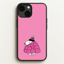 Cartoon Beagle Puffer Jacket Pink  - Snoopy Phone Case for iPhone 13