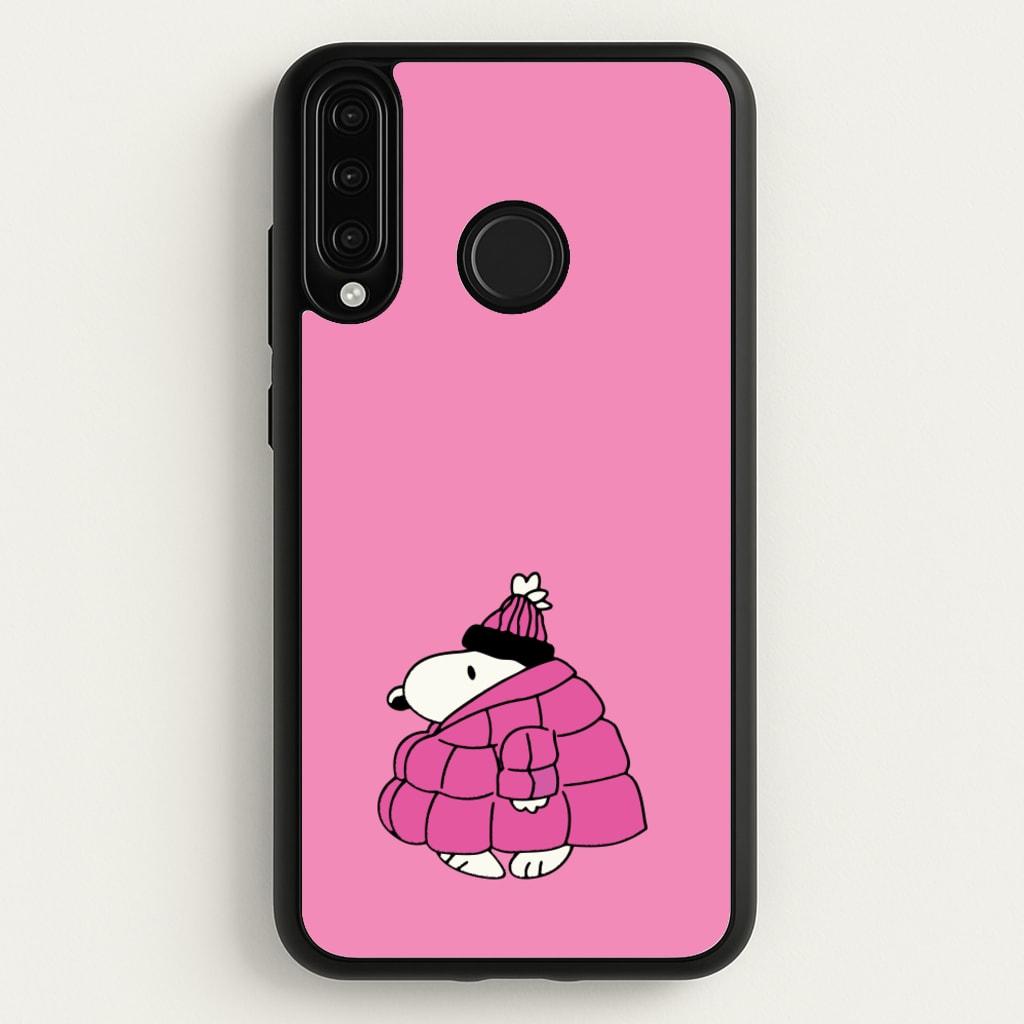 Cartoon Beagle Puffer Jacket Pink  - Snoopy Phone Case for Huawei P30 Lite