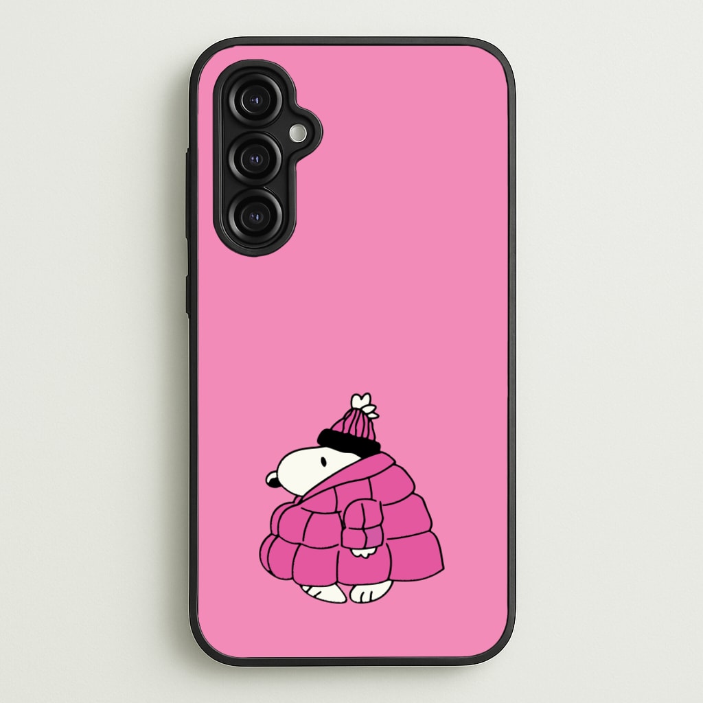 Cartoon Beagle Puffer Jacket Pink  - Snoopy Phone Case for Galaxy A14