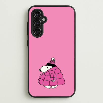 Cartoon Beagle Puffer Jacket Pink  - Snoopy Phone Case for Galaxy A14