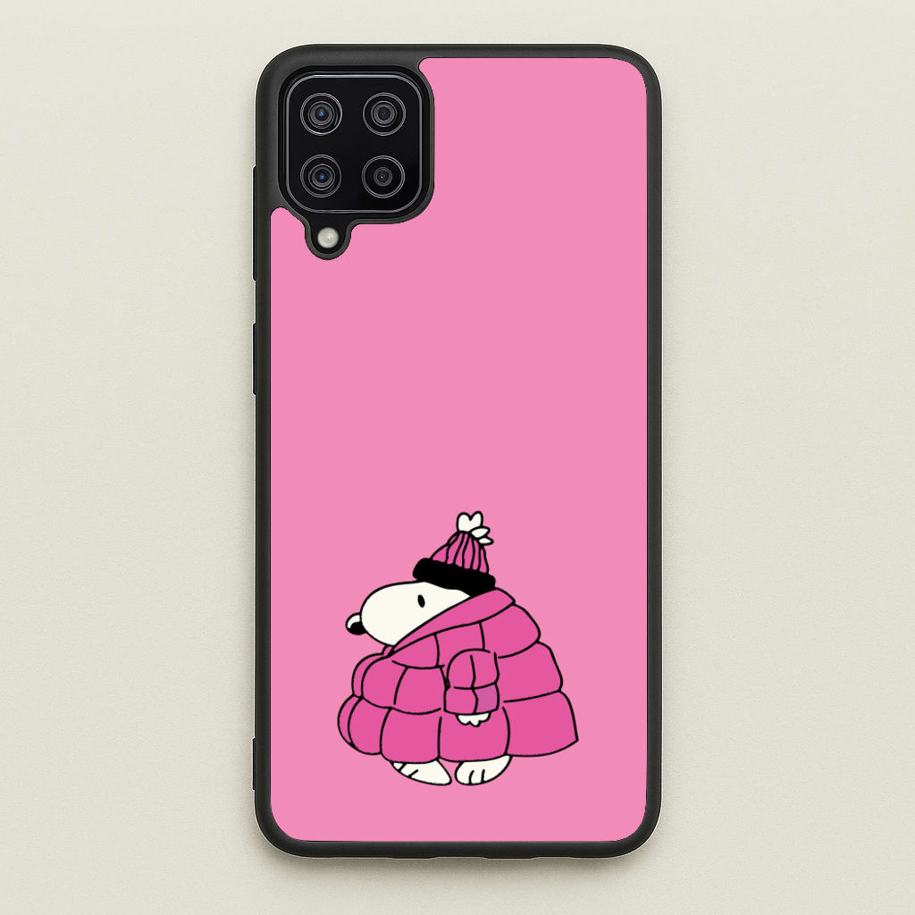 Cartoon Beagle Puffer Jacket Pink  - Snoopy Phone Case for Galaxy A12